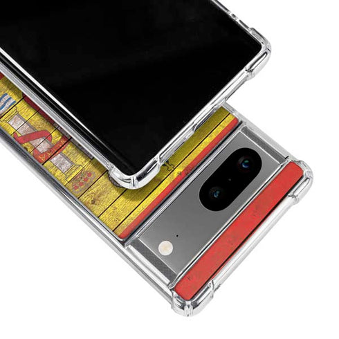 Spain Flag Dark Wood Google Pixel 8 Clear Case